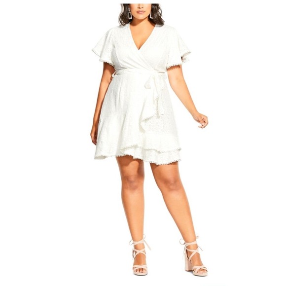 City Chic Dresses & Skirts - City Chic White Wrap Dress
